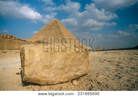 Exterior Of The Great Pyramids Of Giza, Near Cairo In Egypt, Late 2003.