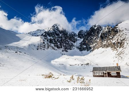 Lomnicky Stit Hill In Tatra Mountains Winter Landscape