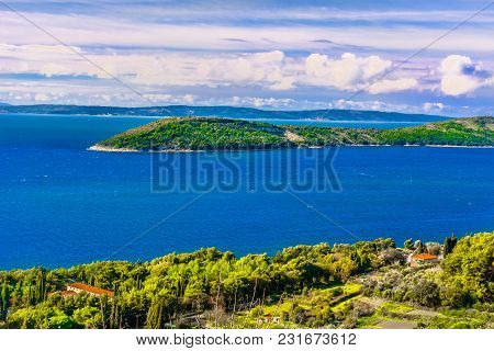 Scenic View At Marble Nature In Dalmatia Region, Ciovo Peninsula View.
