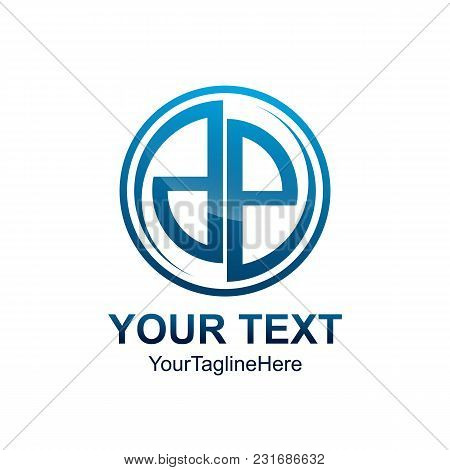 Initial Letter Dp Logo Template Colored Circle Blue Swoosh Design For Business And Company Identity