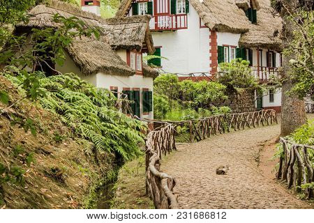 Queimadas - Houses At Levada . Tropical Forest In The Mountains On Madeira Island
