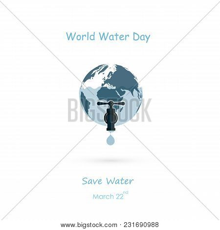 Water Drop And Water Tap Icon.blue Globe Icon Vector Logo Design Template.world Water Day Icon.world
