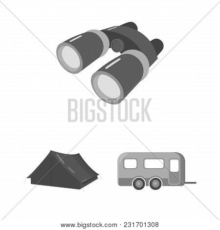 Rest In The Camping Monochrome Icons In Set Collection For Design. Camping And Equipment Vector Symb