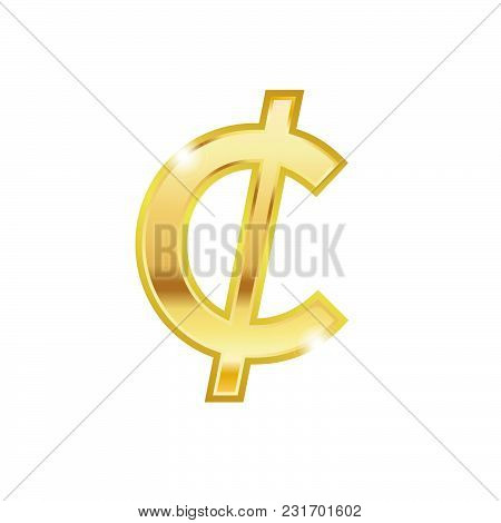 Golden Cent Symbol Isolated On White Background. Cent Trendy 3d Style Vector Icon. Golden Cent Curre