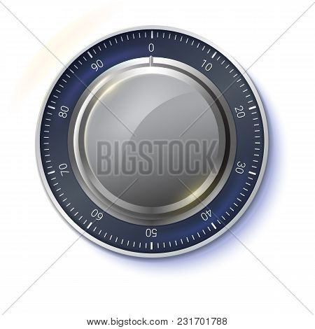 Safe Lock Isolated On Transparent Background, Front View. Realistic Metallic Combination Lock For Sa