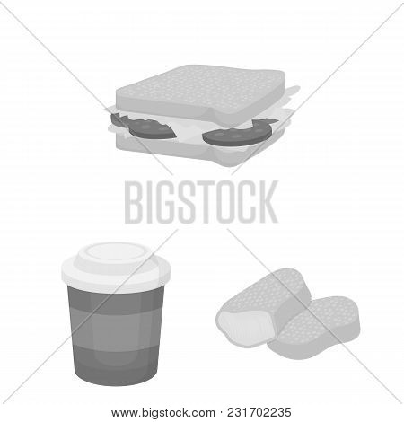 Fast Food Monochrome Icons In Set Collection For Design.food From Semi-finished Products Vector Symb