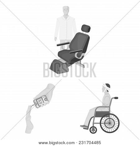 Medicine And Treatment Monochrome Icons In Set Collection For Design.hospital And Equipment Vector S