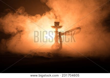 Hookah Hot Coals On Shisha Bowl With Black Background. Stylish Oriental Shisha. Shisha Concept