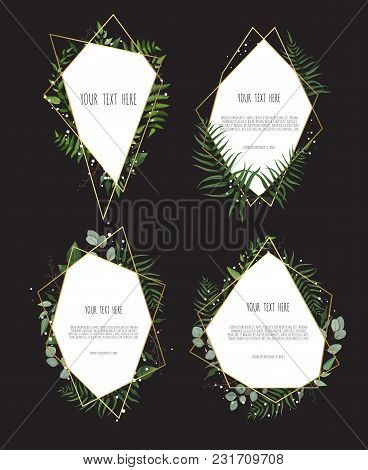 Vector Botanical Banners Set With Pink Peony And White Hydrangea Flowers. Frame Border With Copy Spa