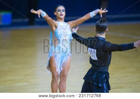 Minsk-belarus, March 11, 2018: Dance Couple Of Artem Poznyakov And Tatiana Potapova Performs Adult L