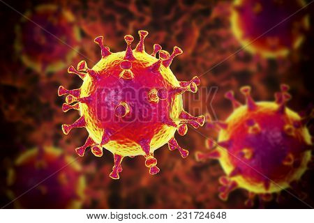 Mers Virus, Meadle-east Respiratory Syndrome Coronovirus, 3d Illustration
