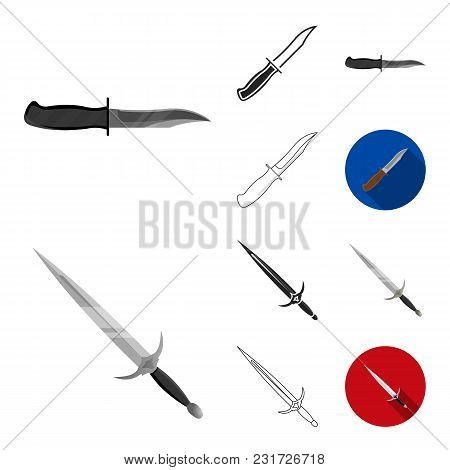 Types Of Weapons Cartoon, Black, Flat, Monochrome, Outline Icons In Set Collection For Design.firear