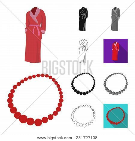Women Clothing Cartoon, Black, Flat, Monochrome, Outline Icons In Set Collection For Design.clothing