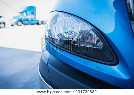 18 Wheeler Semi Truck Headlight Headlamp In Parking Lot