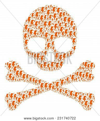 Death Pattern Done Of Electric Strike Design Elements. Vector Electric Strike Elements Are Composed 