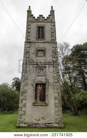 A derelict lookout tower at Castle Archdale.