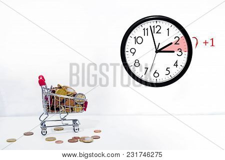 Daylight Saving Time. Dst. Wall Clock Going To Winter Time.