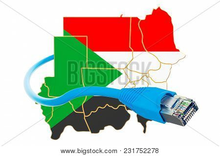 Internet Connection In Sudan Concept. 3d Rendering Isolated On White Background