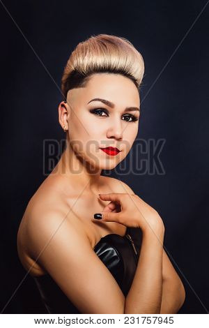 Blonde Woman With Beautifully Laid Short Hair Close-up