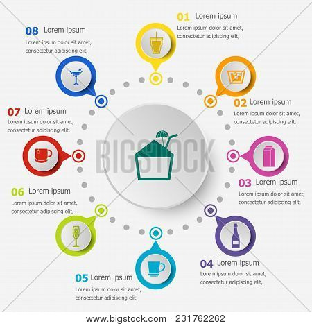 Infographic Template With Beverage Icons, Stock Vector