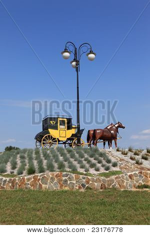 Replica of German mail coach, circa 1850. Nowe Miasteczko, Poland