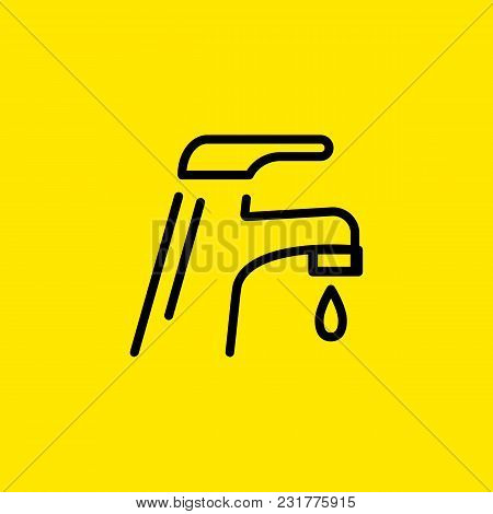 Line Icon Of Dripping Faucet. Water Savings, Water Pipe, Tap. Water Concept. Can Be Used For Topics 