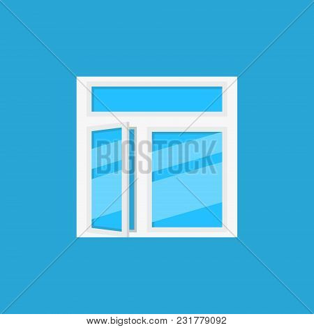 Flat Open Window Vector Icon Or Design Element On Blue Background