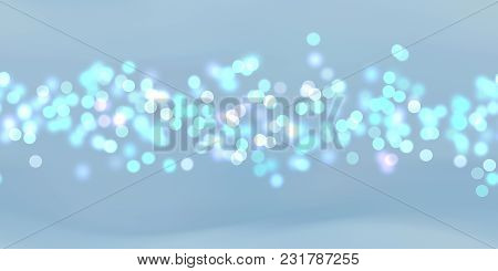 Glow Bokeh Spray Background. Abstract Colorful Horizontal Hero Header With Glitter Particles With De