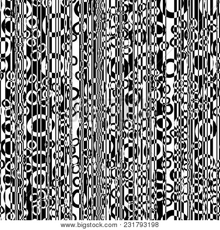 Trendy Checkerboard Abstract Background With Black Circles, Vector Seamless Checkered Pattern With R