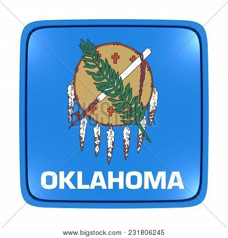 3d Rendering Of An Oklahoma State Flag Icon. Isolated On White Background.