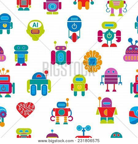 Vector Robot Technology Design Futuristic Kid Flat Baby Children Cyborg Robotic Character Machine Sc
