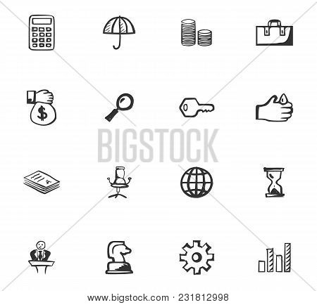 Doodle Business Icons Set For Website Design