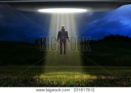 Ufo Alien Space Ship Abduction Human At Night