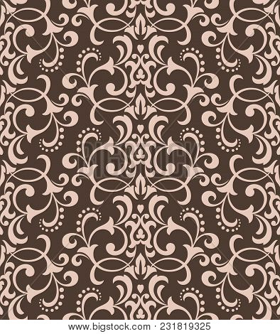 Floral Pattern. Wallpaper Baroque, Damask. Seamless Vector Backgrounddark Ornament