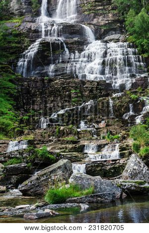 Tvindefossen waterfall near Voss. Norway