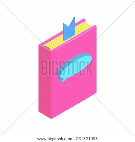 Isometric Chat Bubble On Book Simple Icon. Book Citation Concept Vector Illustration