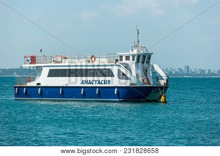 Burgas, Bulgaria - August 20, 2017: Pleasure Boats With Tourists In The Burgas Bay. Burgas, Is The S