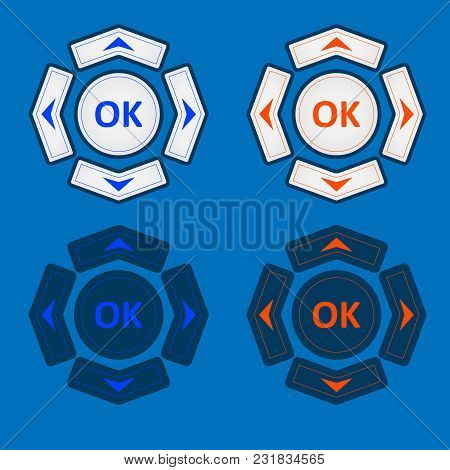 Set Of Vector Control Buttons. Interface Control Buttons. White Buttons For Interface Control.