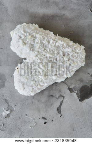 Sweet Crunchy Coconat Heart-shaped Biscuits Arranged In Pattern On Light Textured Background, Top Vi