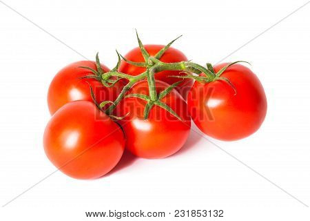 Ripe Tomatoes Isolated On The White Background