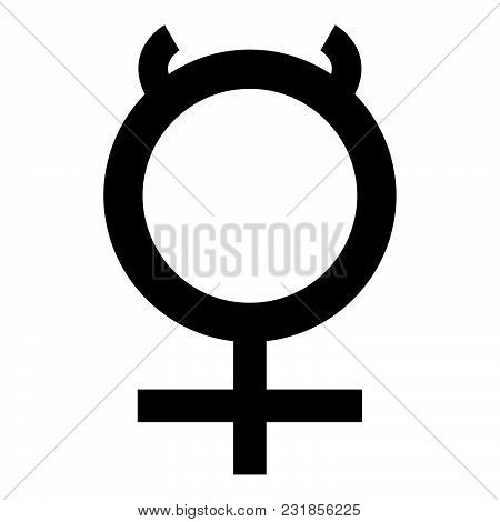 Mercury Symbol Icon Black Color Vector Illustration Flat Style Simple Image