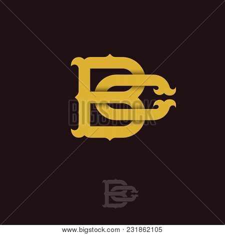 B And C Monogram. B And C Crossed Letters, Intertwined Letters Initials.