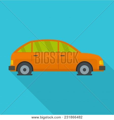 Car In Water Icon. Flat Illustration Of Car In Water Vector Icon For Web