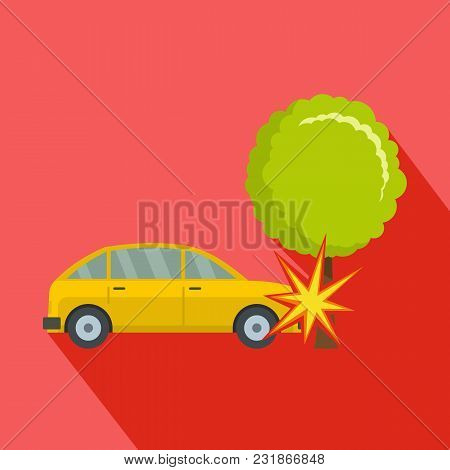 Crashed Tree Icon. Flat Illustration Of Crashed Tree Vector Icon For Web