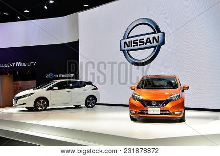 Nonthaburi - November 29 : Nissan Note E-power 2018 Hybrid Car On Display At Thailand International 