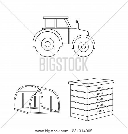 Farm And Gardening Outline Icons In Set Collection For Design. Farm And Equipment Vector Symbol Stoc