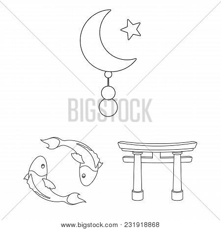 Religion And Belief Outline Icons In Set Collection For Design. Accessories, Prayer Vector Symbol St