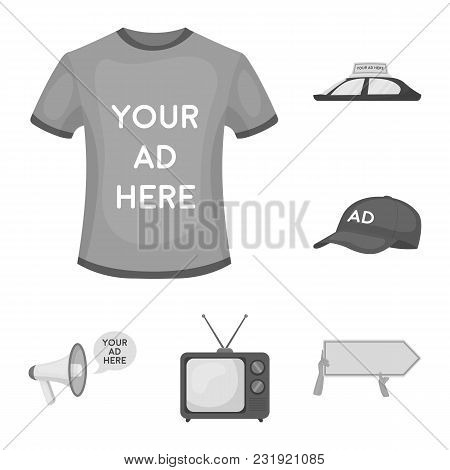 Production Of Advertising Monochrome Icons In Set Collection For Design. Advertising Equipment Vecto