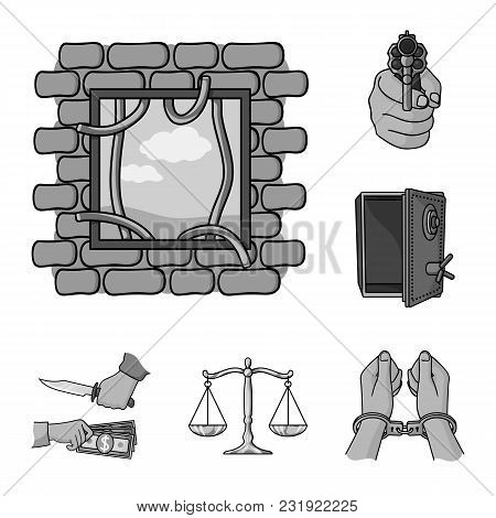 Crime And Punishment Monochrome Icons In Set Collection For Design.criminal Vector Symbol Stock  Ill