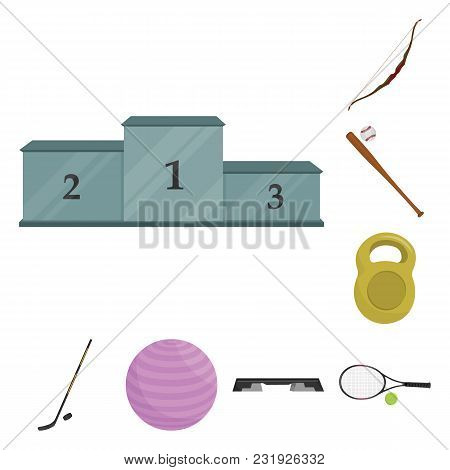 Different Kinds Of Sports Cartoon Icons In Set Collection For Design. Sport Equipment Vector Symbol 